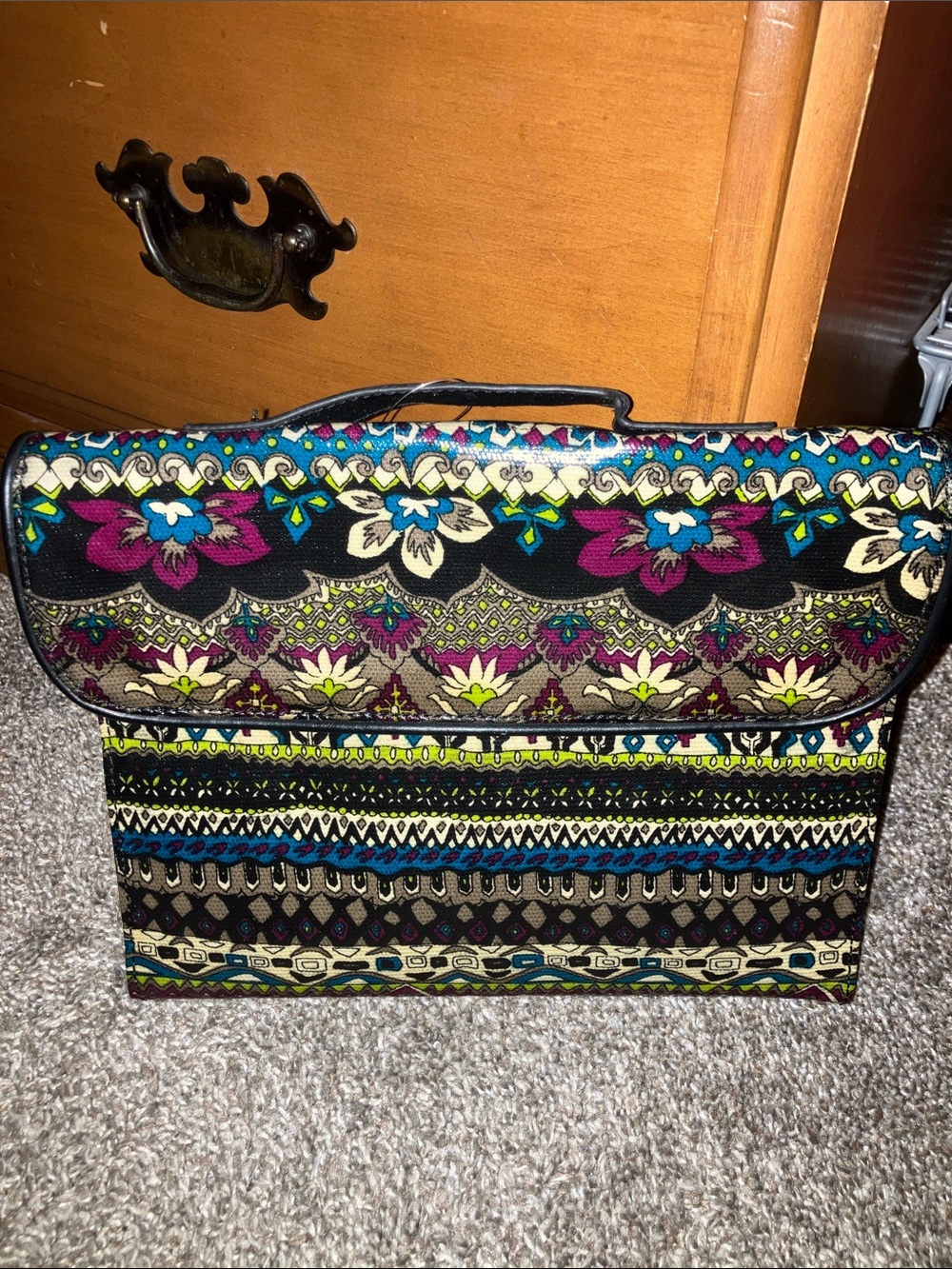 Mudd Floral & Geometric Fold-Over Clutch in Black, Purple, Blue and Green